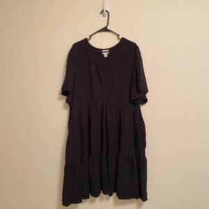 Black Flutter Sleeve Dress